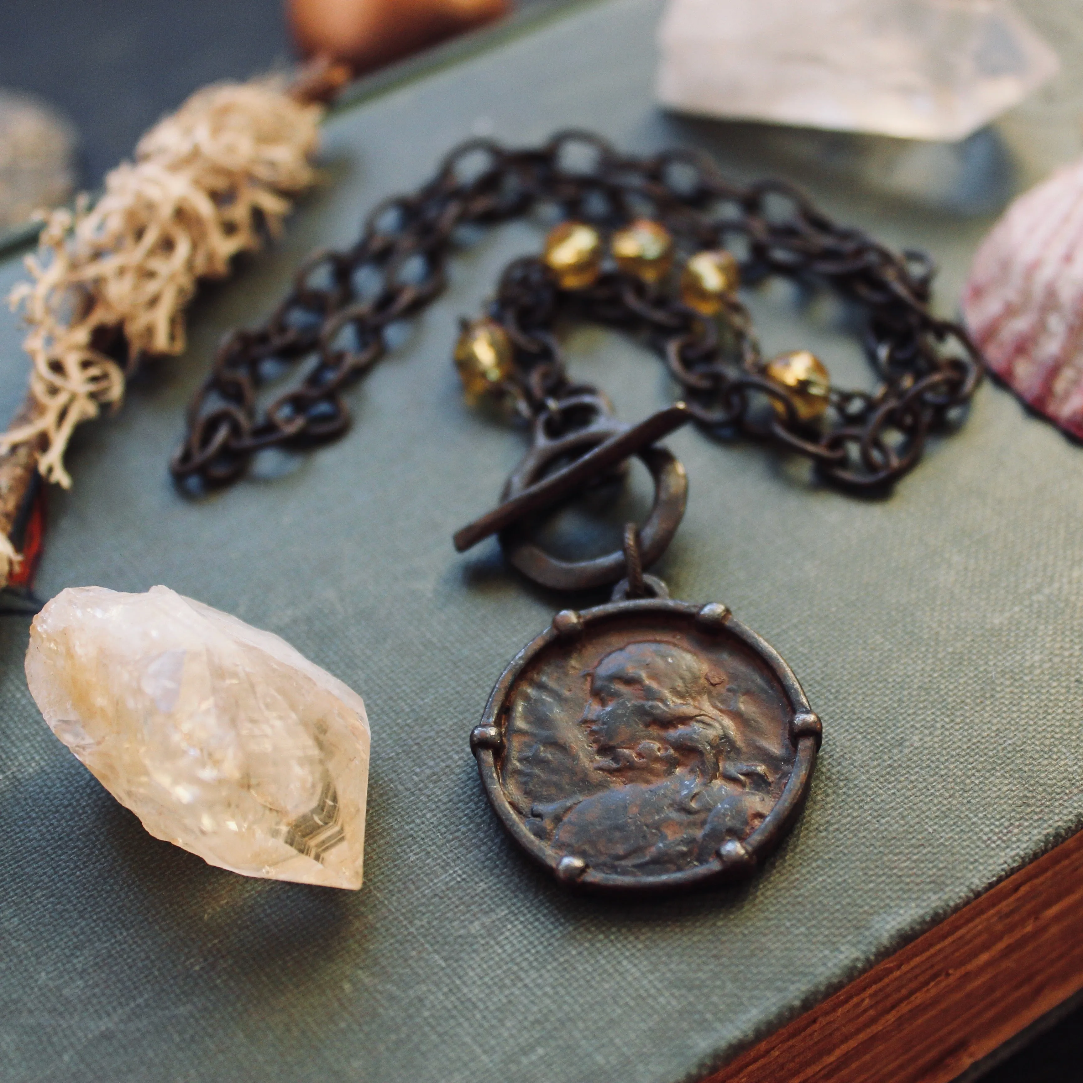 Rustic Joan of Arc Medal Necklace