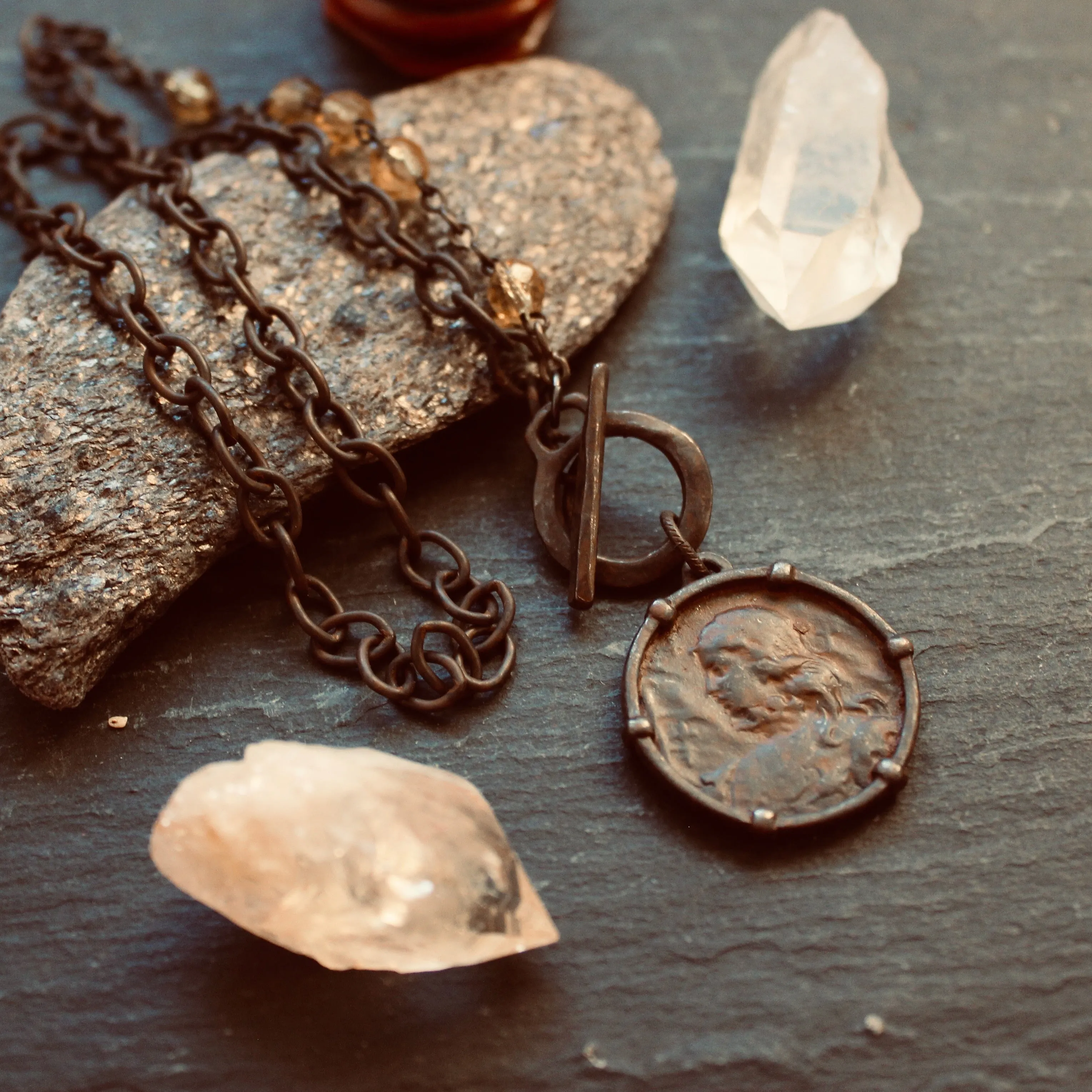 Rustic Joan of Arc Medal Necklace
