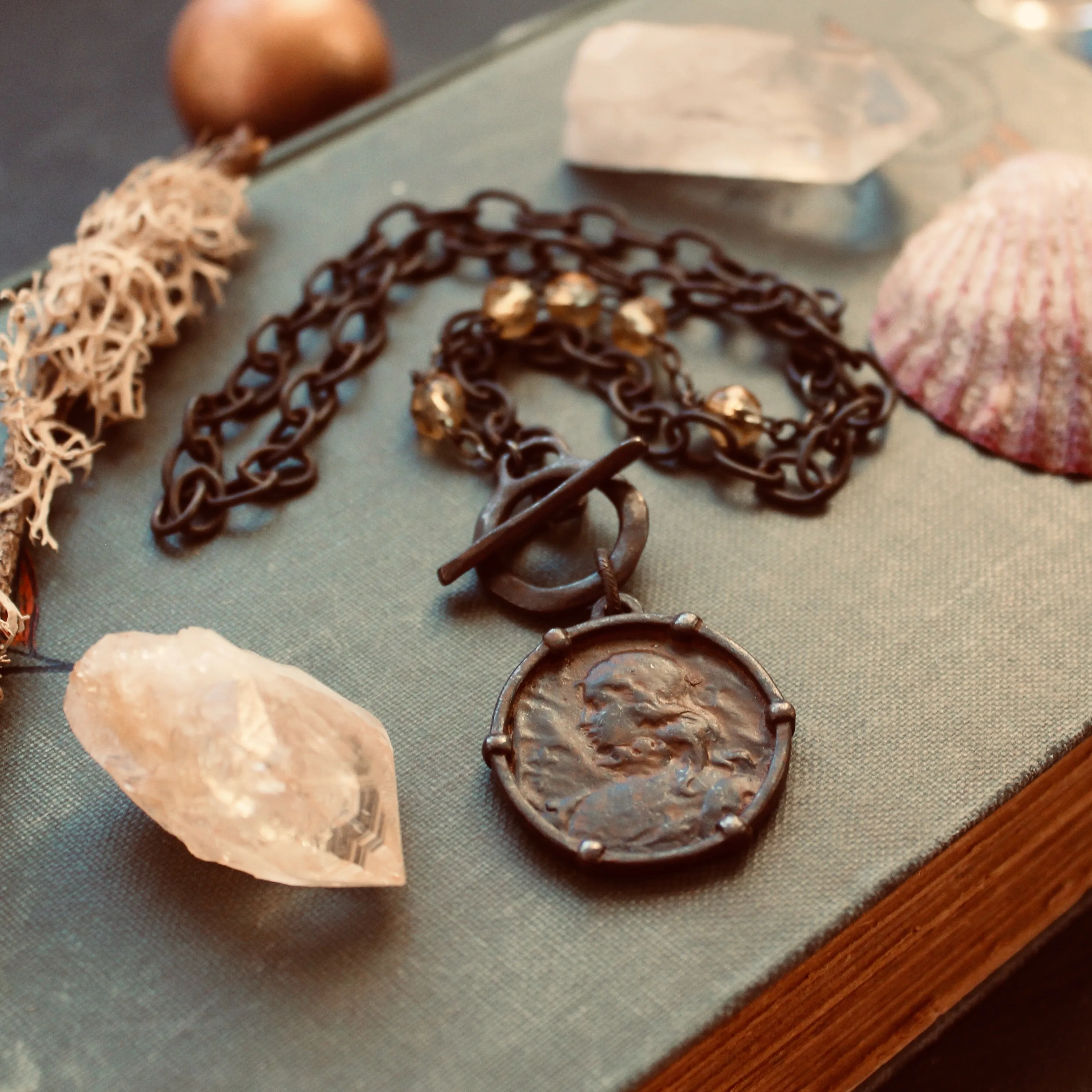 Rustic Joan of Arc Medal Necklace