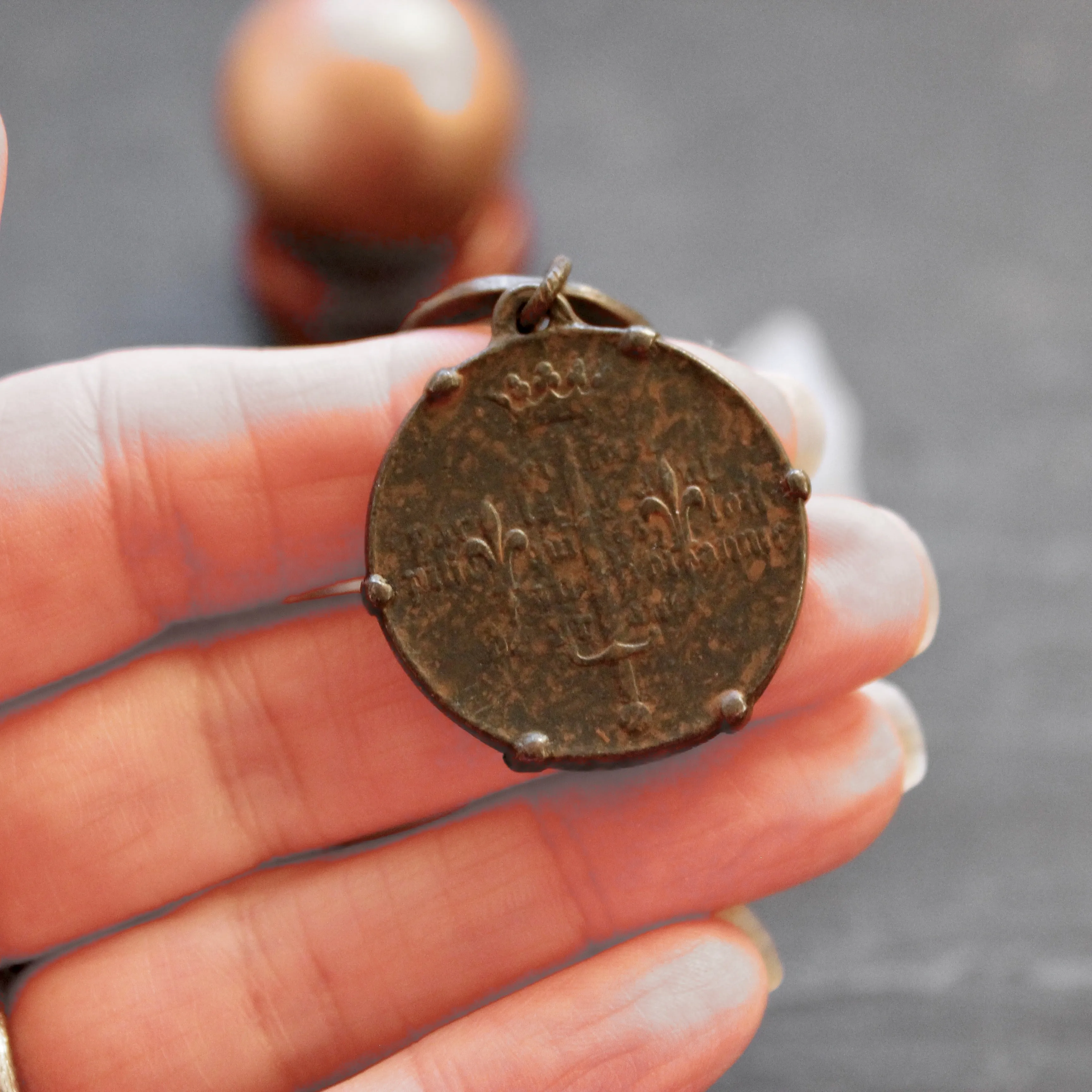 Rustic Joan of Arc Medal Necklace