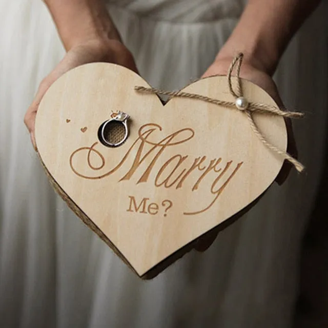 Rustic Wood Wedding Boho Ring Pillow Option or Marriage Proposal Gift Box
