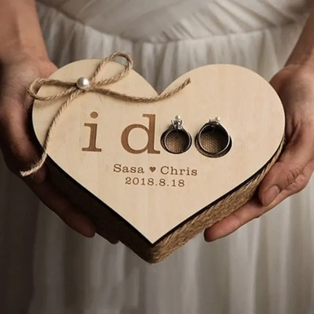 Rustic Wood Wedding Boho Ring Pillow Option or Marriage Proposal Gift Box
