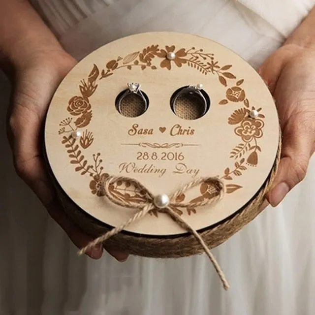 Rustic Wood Wedding Boho Ring Pillow Option or Marriage Proposal Gift Box