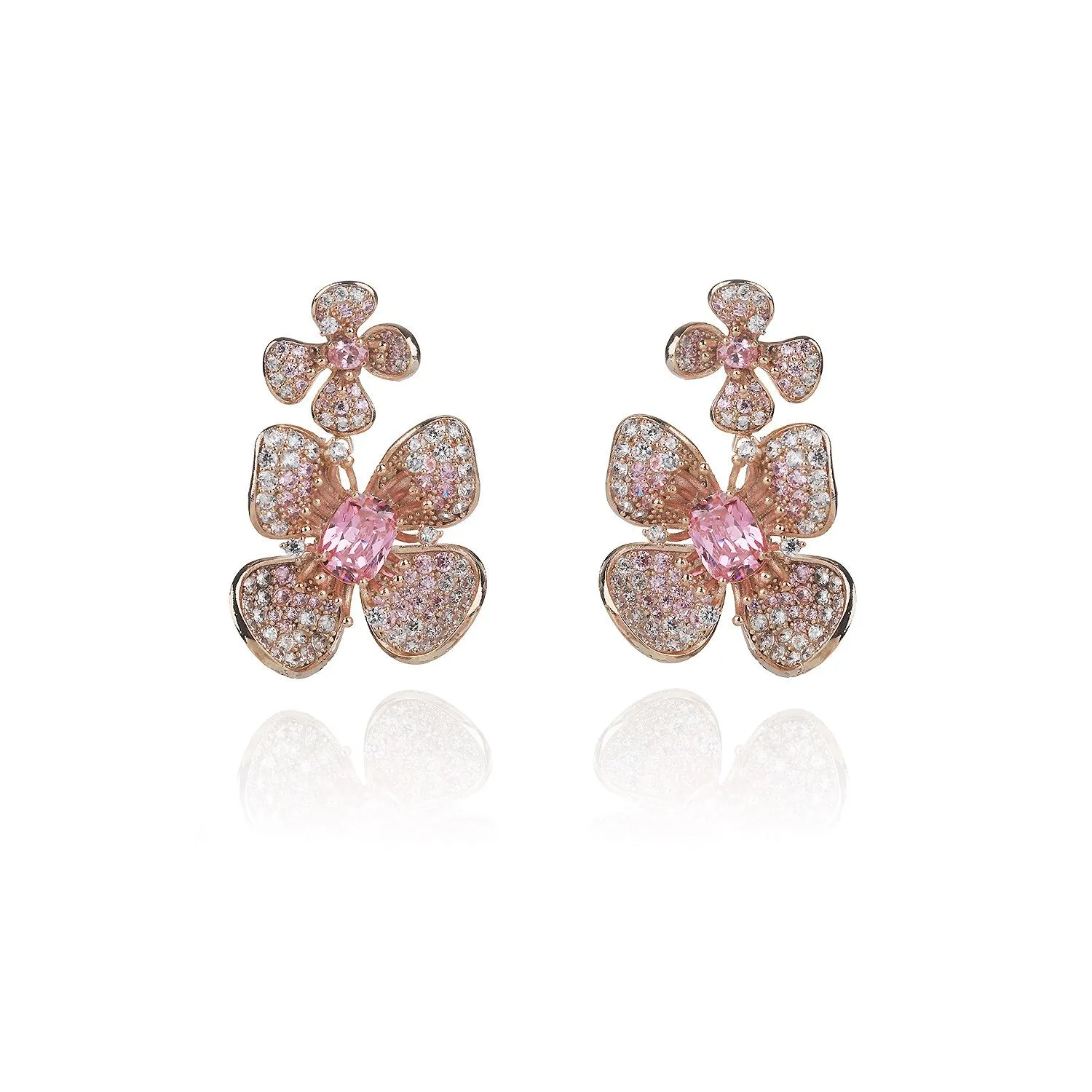 S925 Silver Needle Cubic Zircon CZ Crystals Butterfly Earrings Birthday Party Wedding Gift Fine New Jewelry CE11291