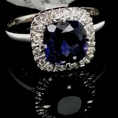 Sapphire & Diamond Halo Ring