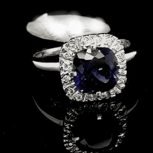 Sapphire & Diamond Halo Ring
