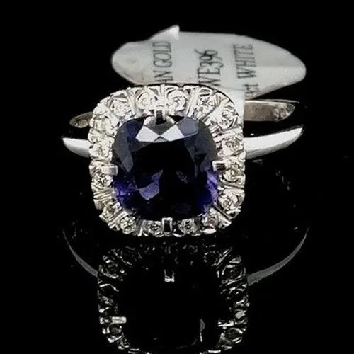 Sapphire & Diamond Halo Ring