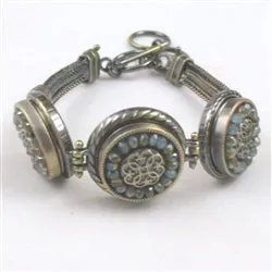 Seafoam Crystal &  Antique Gold Bangle Bracelet