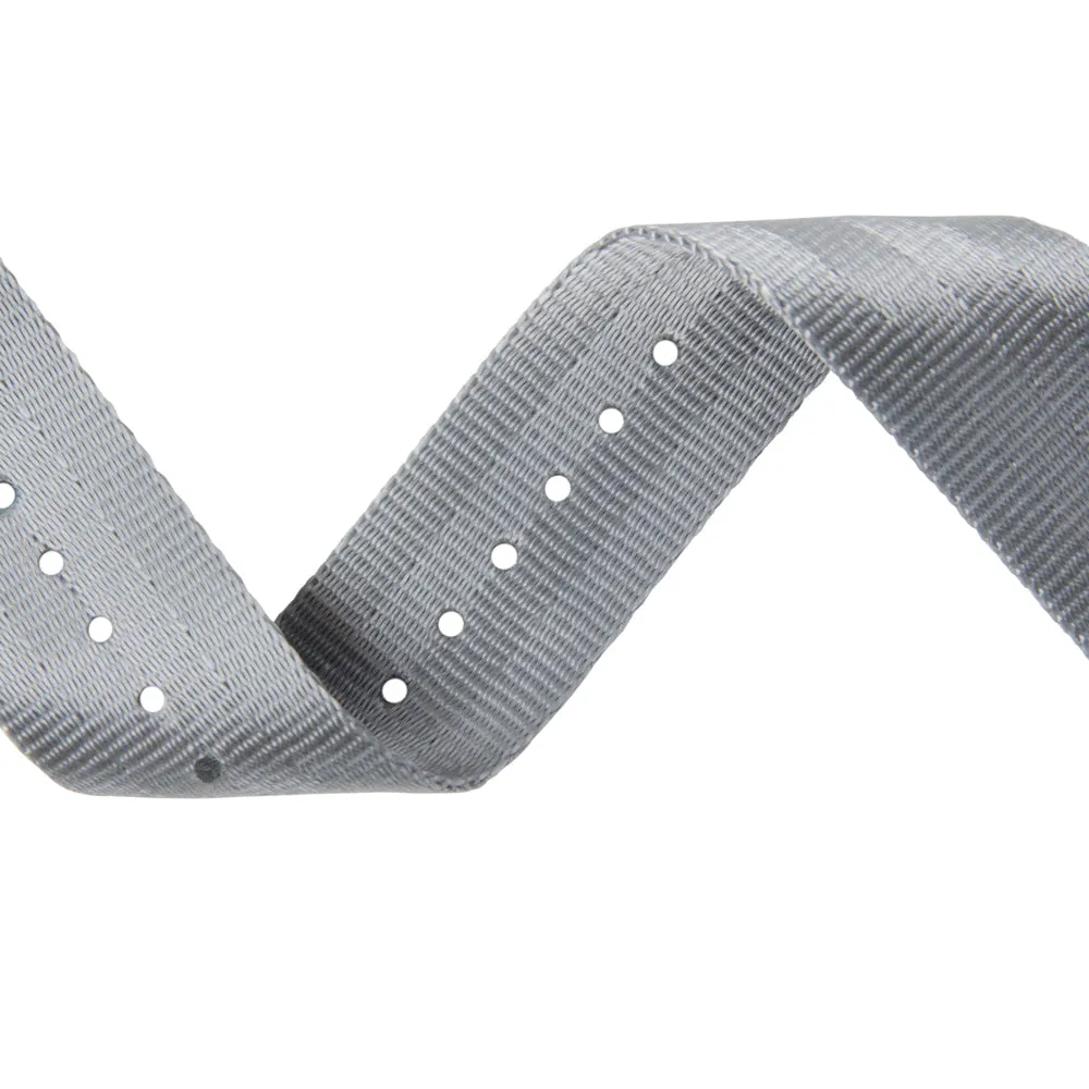 Seat Belt Nylon Military Style Watch Band - Gray, Stainless Hardware