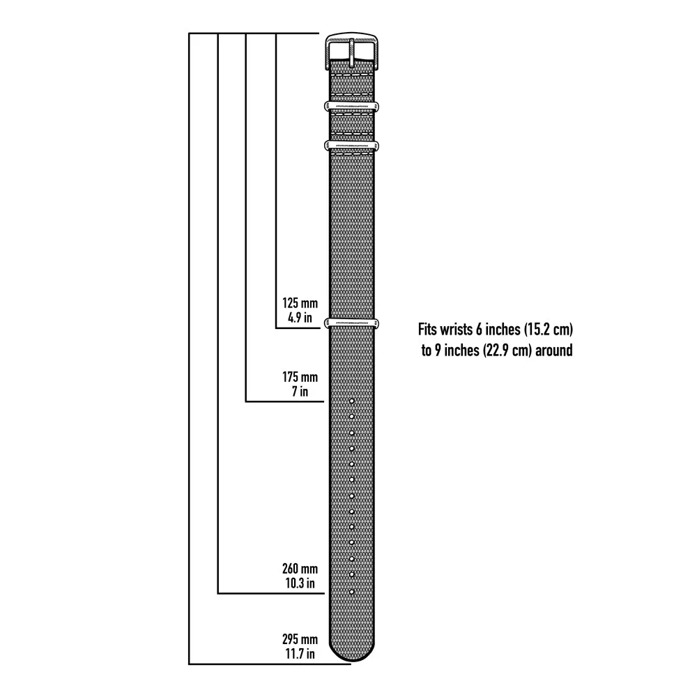 Seat Belt Nylon Military Style Watch Band - Gray, Stainless Hardware