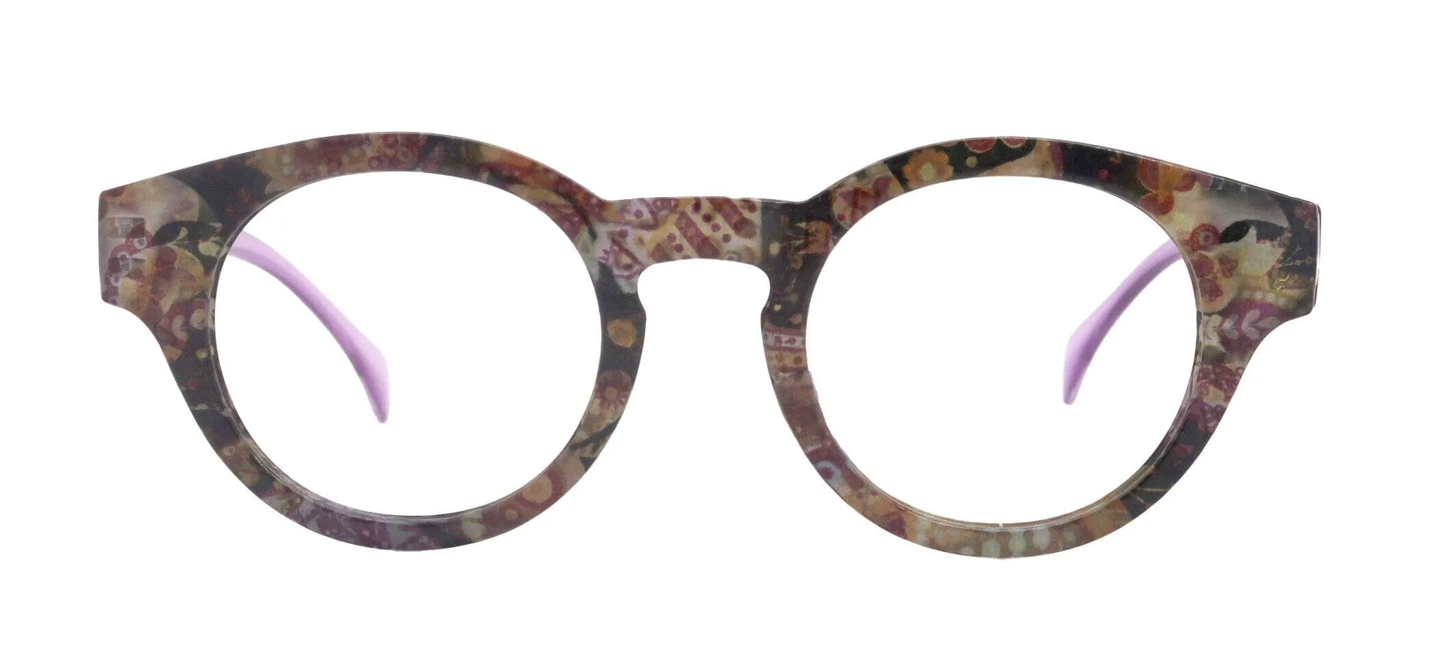 Selene Premium Reading Glasses High End Readers  1.25 ..  3.00 (Purple Paisley ) Round Optical Frames. NY Fifth Avenue.