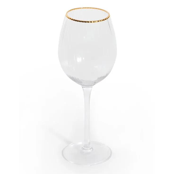 Set of 6 Wine Glasses With Gold Rim