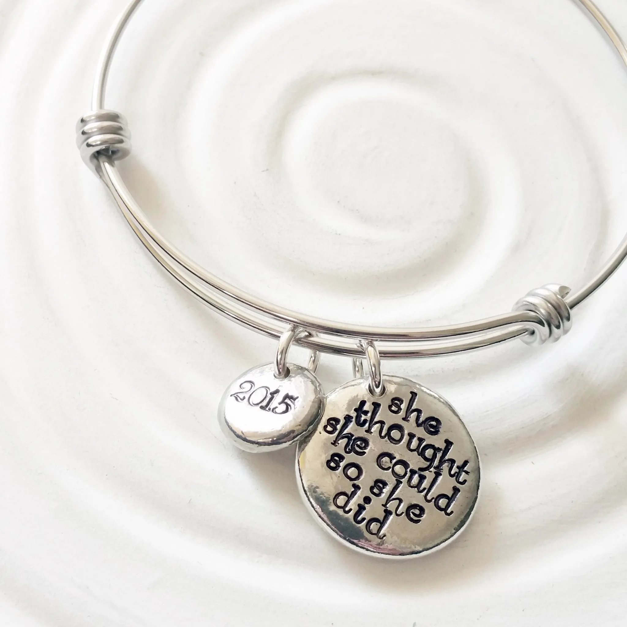 She Thought She Could So She Did | Adjustable Bangle Bracelet | Graduation Gift