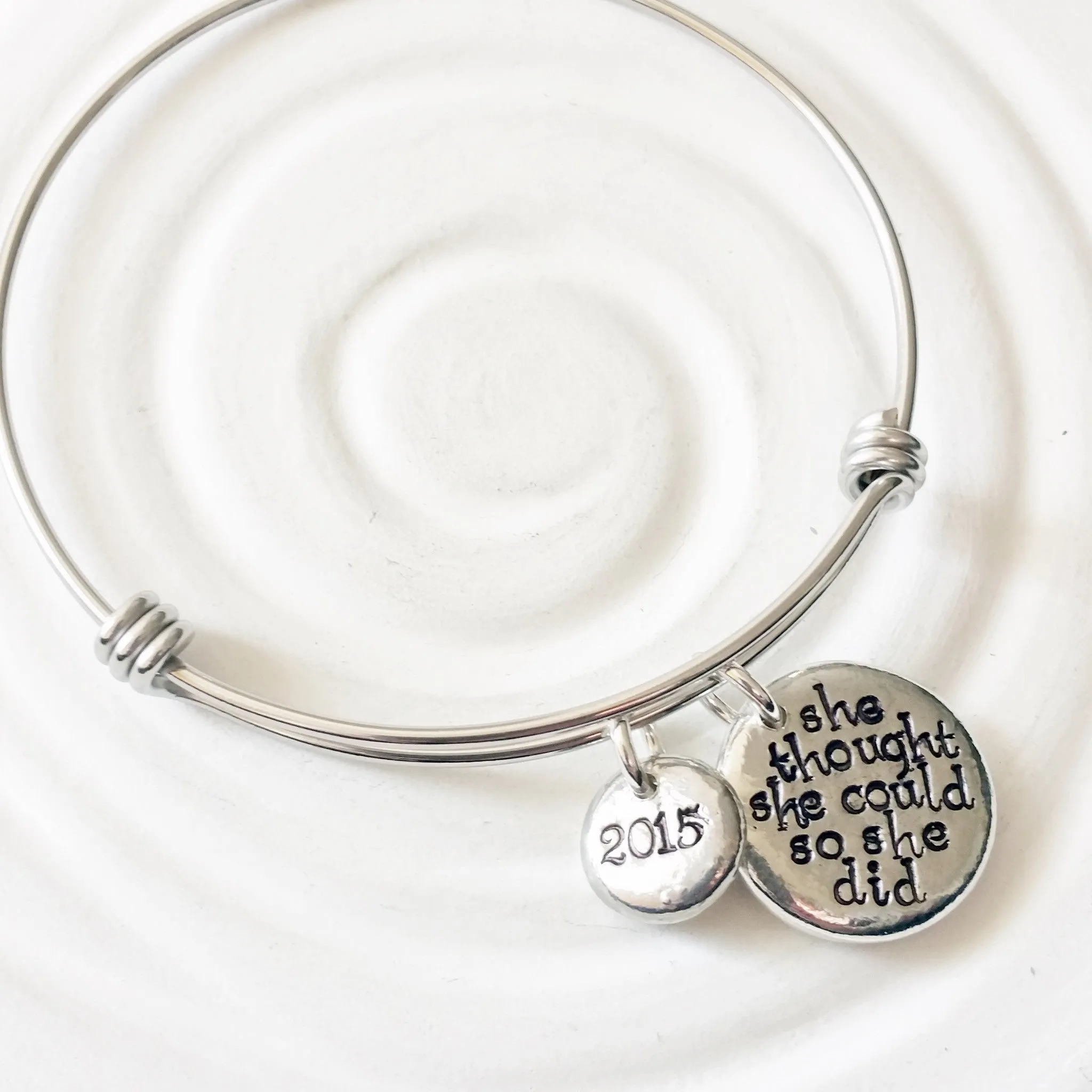 She Thought She Could So She Did | Adjustable Bangle Bracelet | Graduation Gift