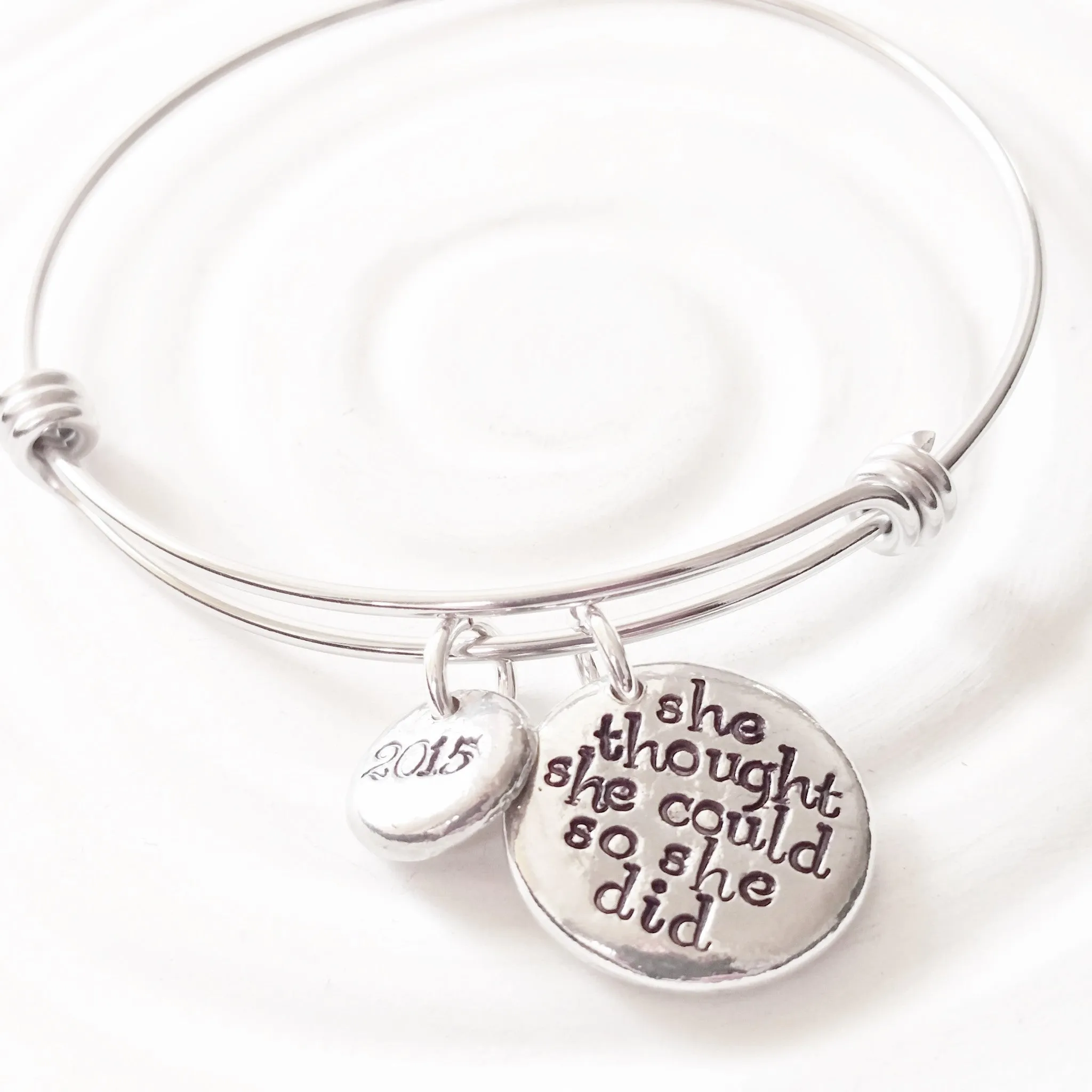 She Thought She Could So She Did | Adjustable Bangle Bracelet | Graduation Gift