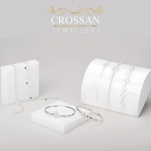 Silver & Green CZ Claddagh Bracelet