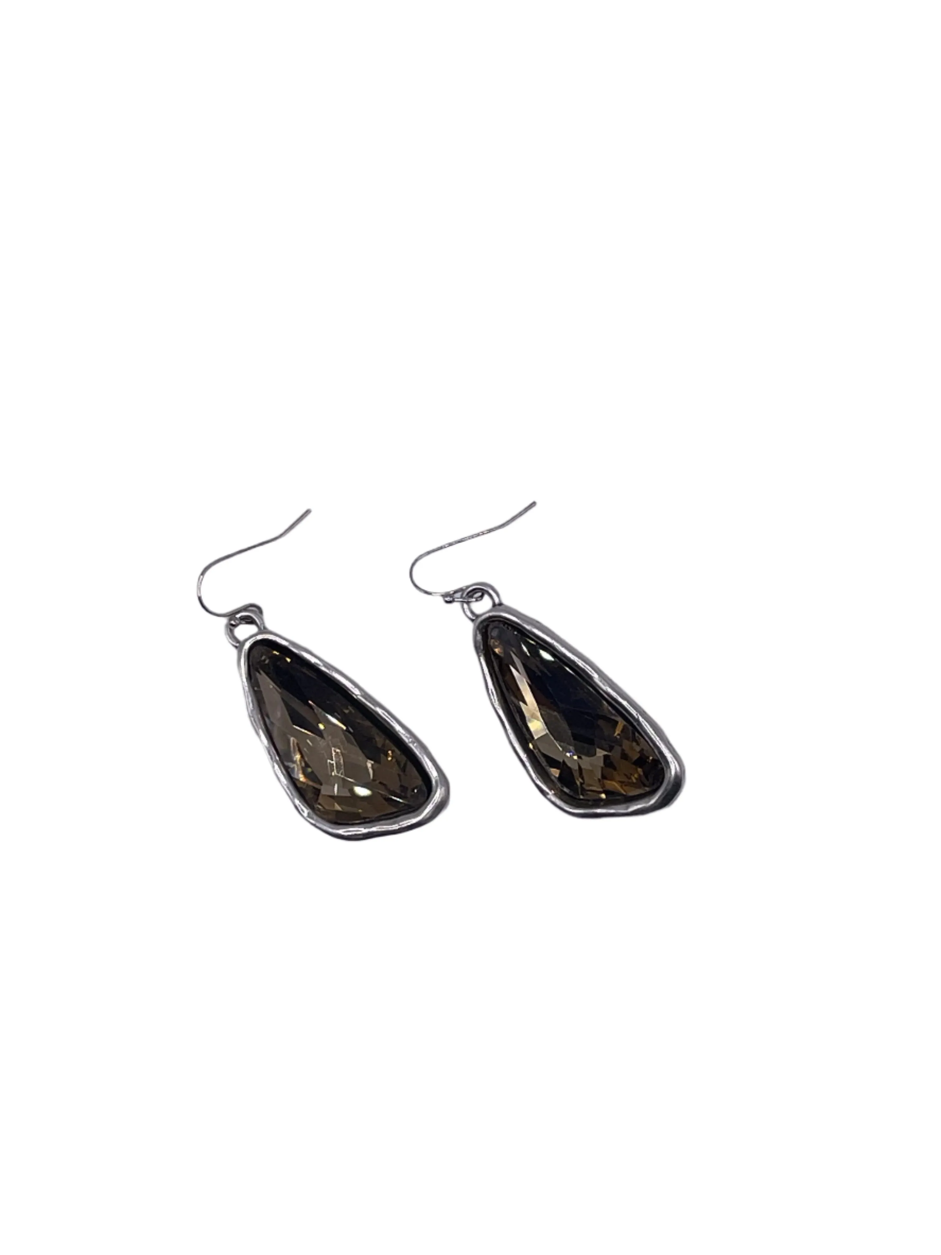 Silver Oblong Pendant Earrings
