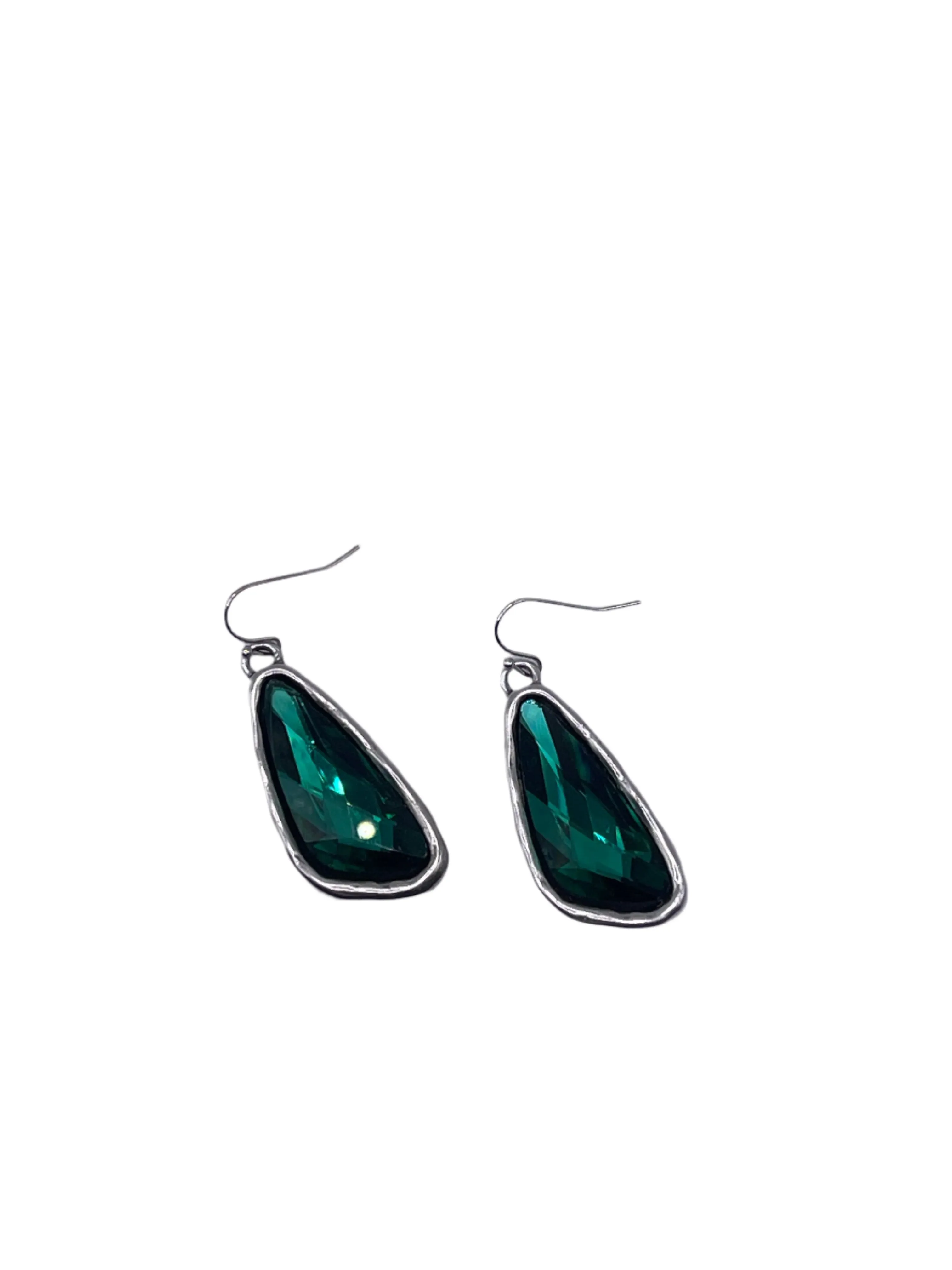 Silver Oblong Pendant Earrings