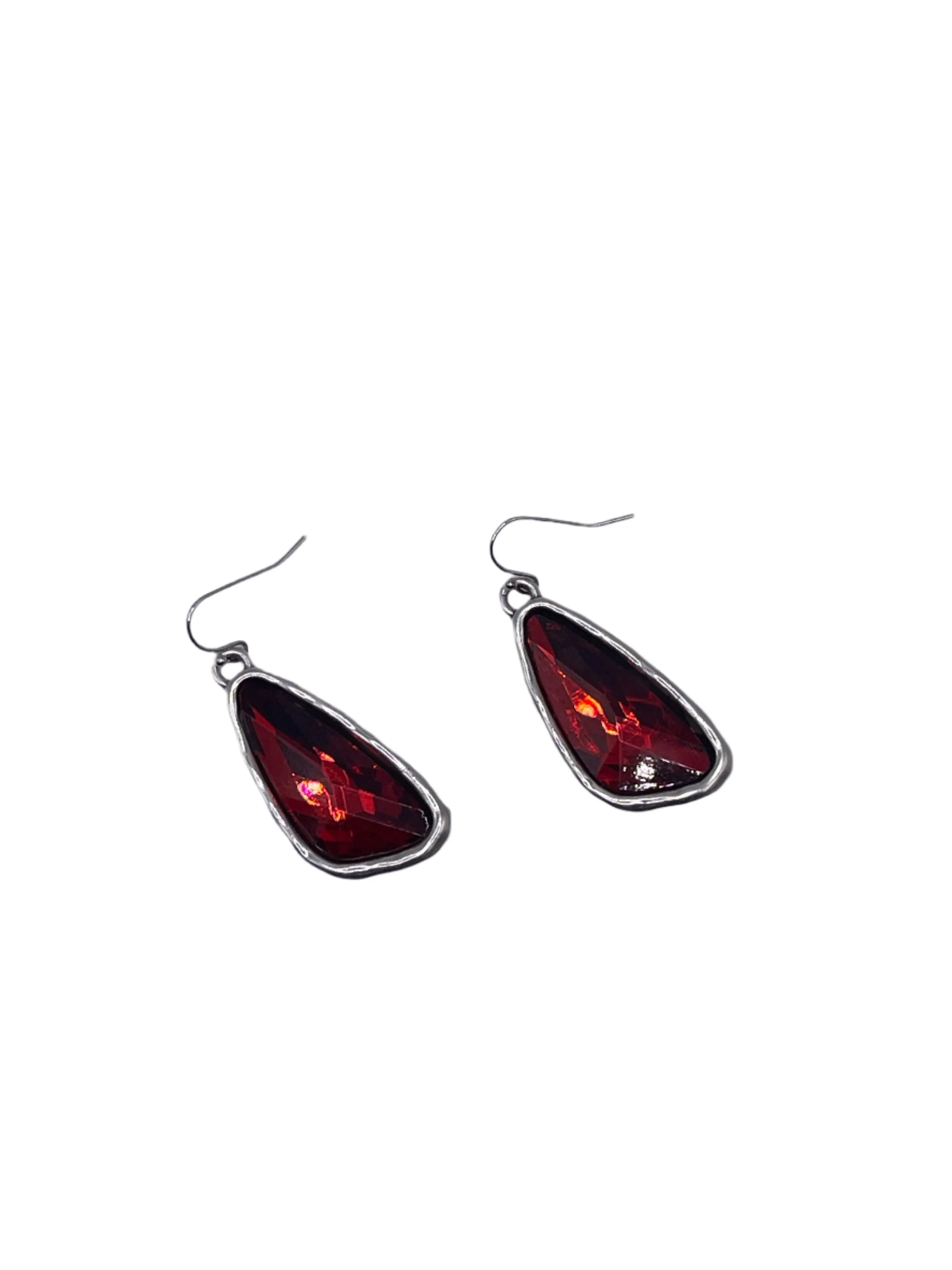 Silver Oblong Pendant Earrings
