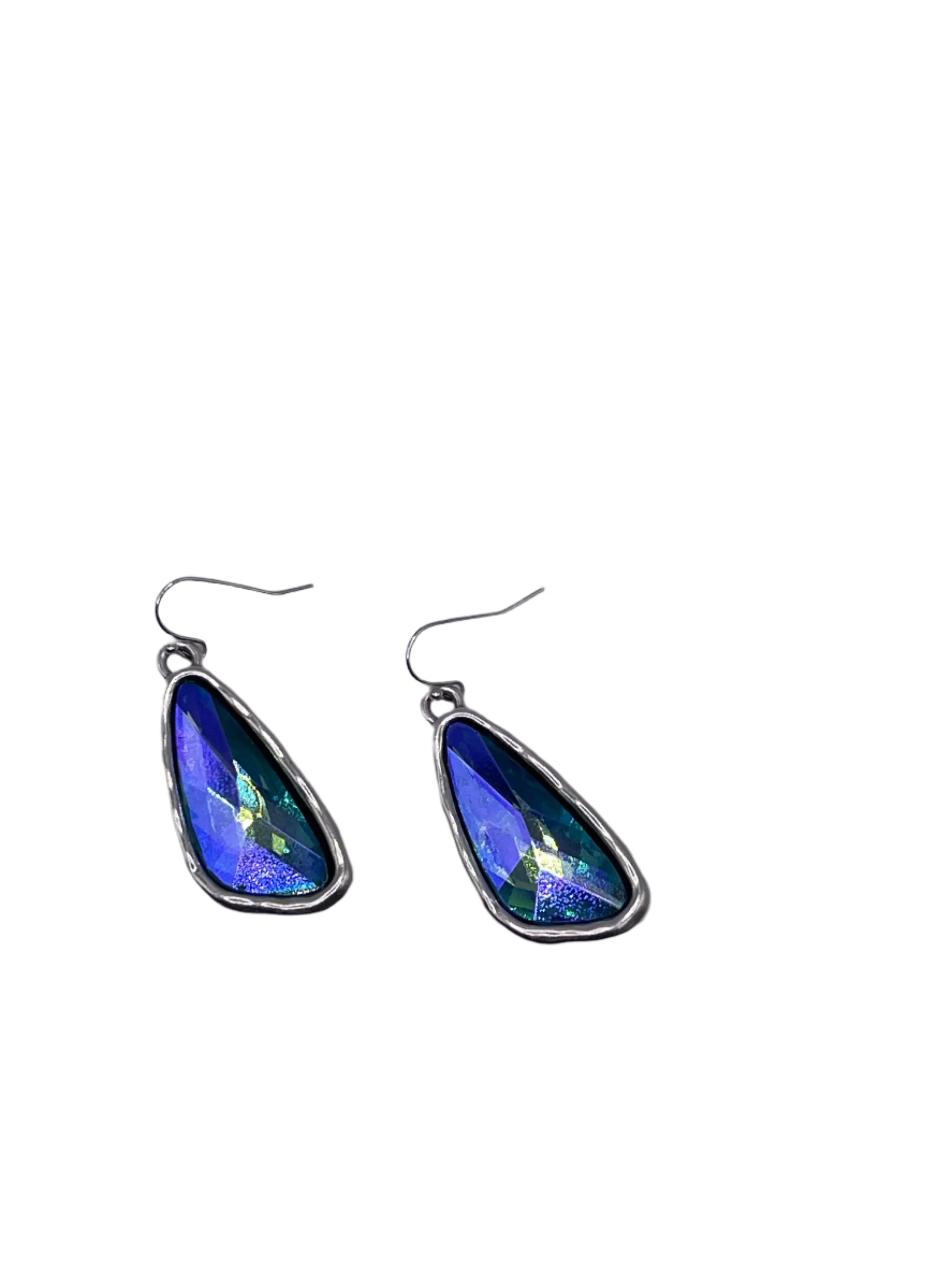 Silver Oblong Pendant Earrings