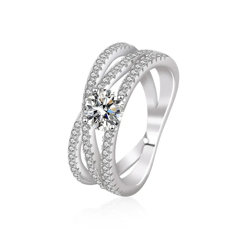 Silver ring for women  light luxury niche design micro-inlaid zircon ring