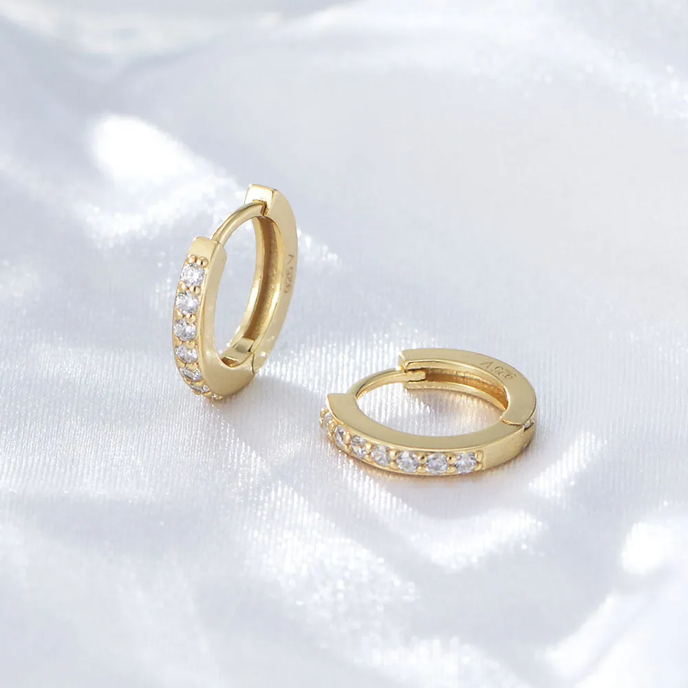 Single-row Zircon Circle Silver Studs Earrings for Women