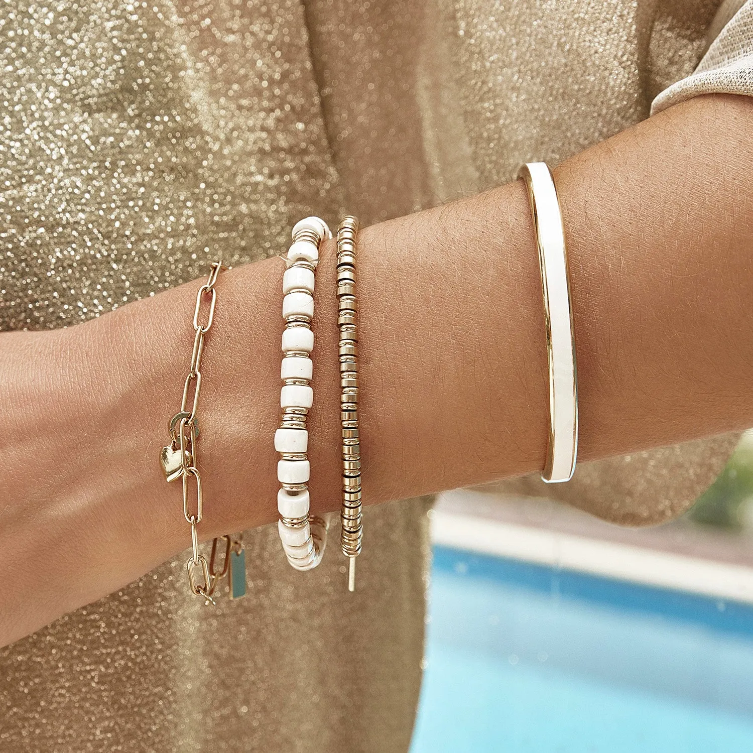 Skylar Ceramic and Gold Bracelet - Vanilla