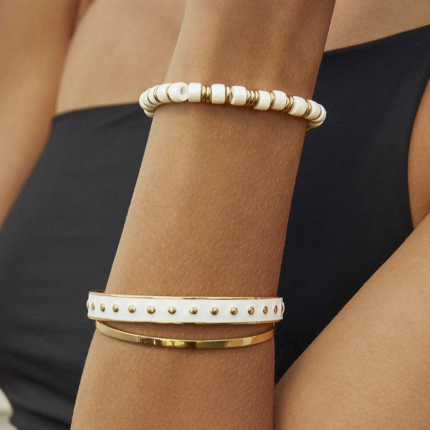 Skylar Ceramic and Gold Bracelet - Vanilla