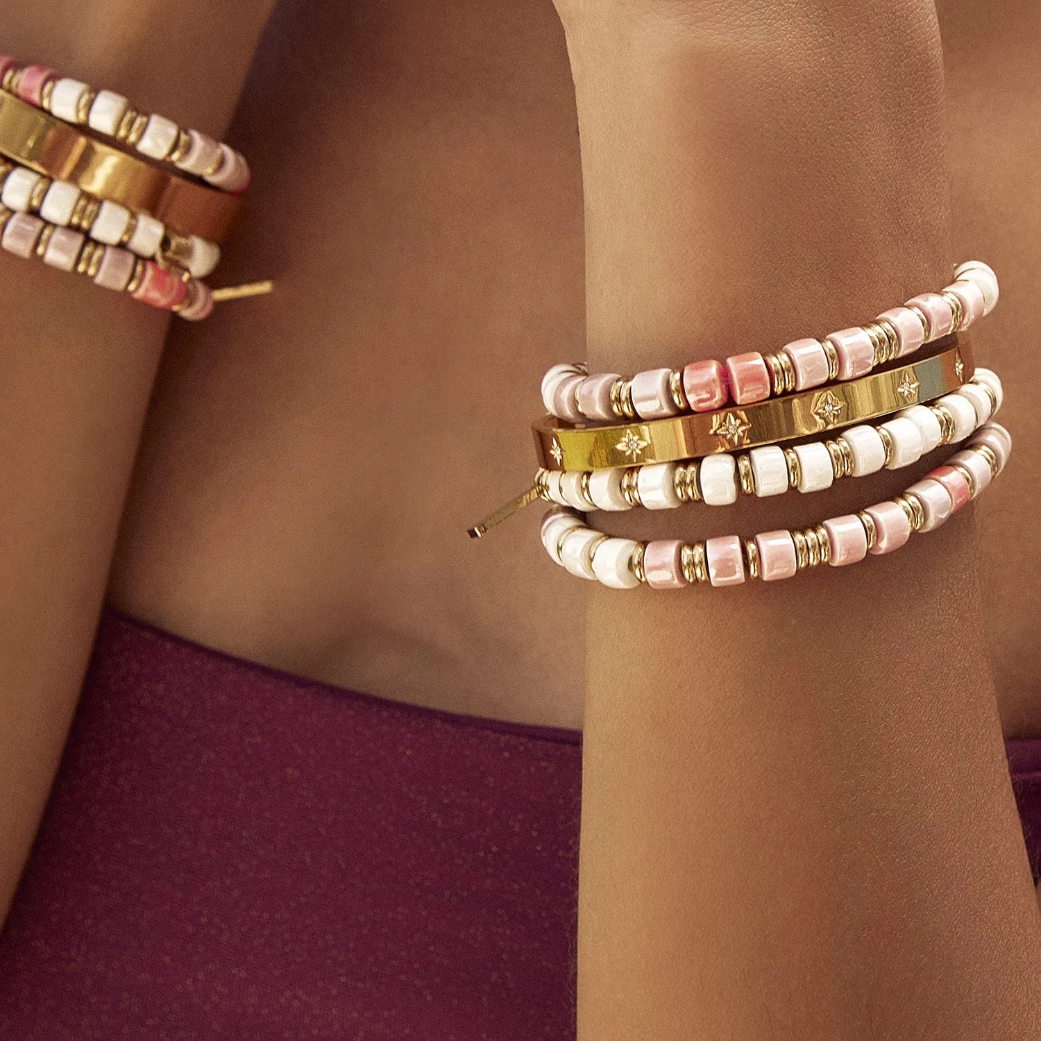 Skylar Ceramic and Gold Bracelet - Vanilla