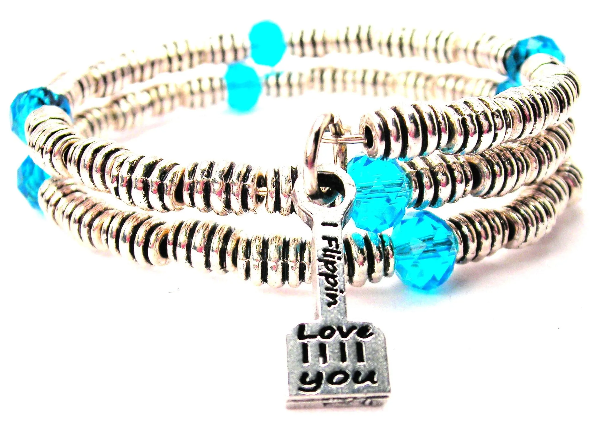 Spatula I Flipping Love You Curly Coil Wrap Style Bangle Bracelet