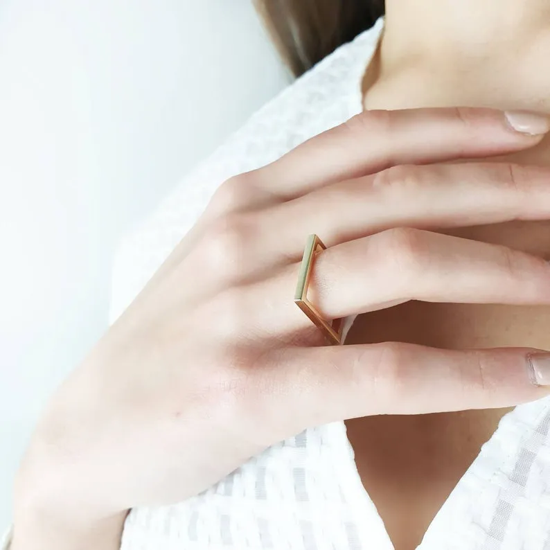 Square Ring In Solid Gold