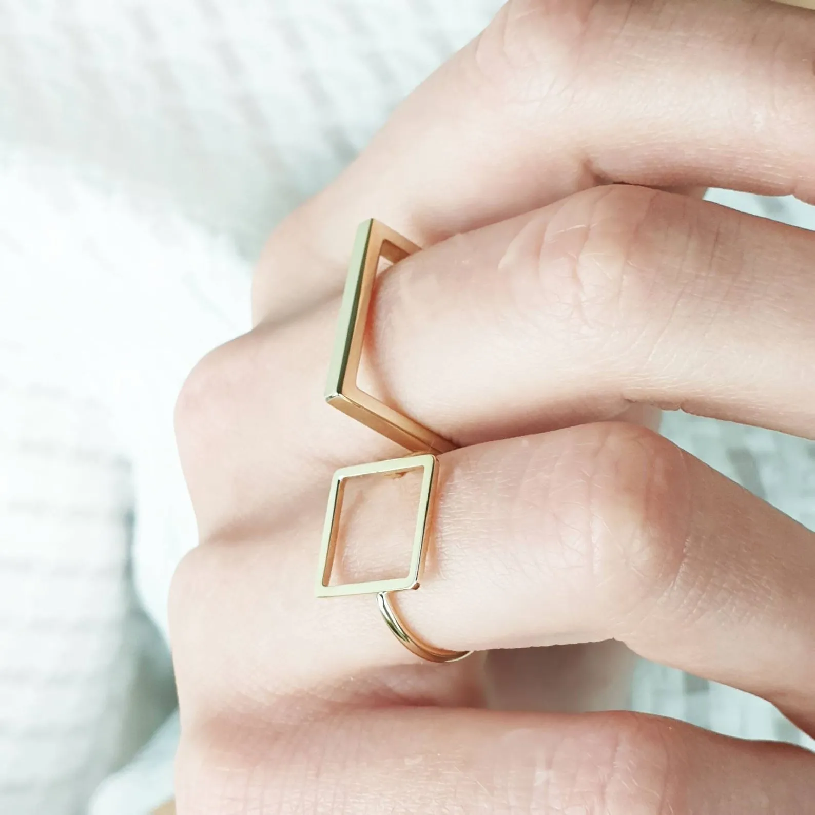Square Ring In Solid Gold