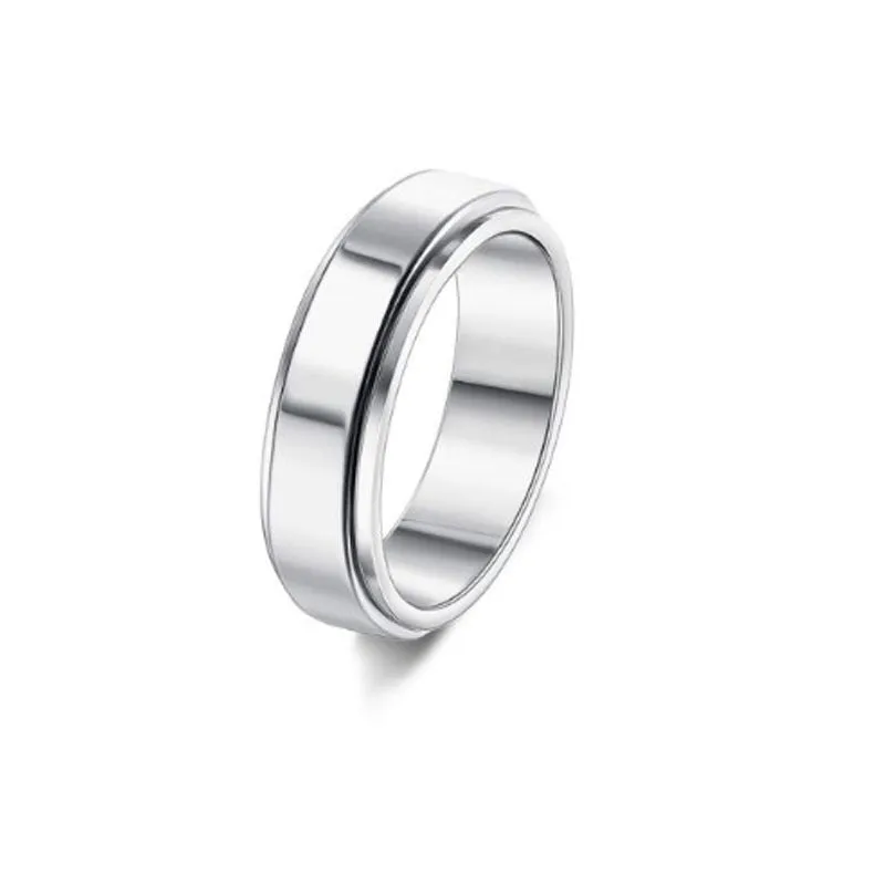 Stainless Steel Rotatable Spinner Ring Moon Stars Sterling Silve