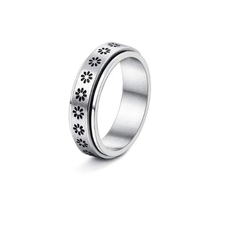 Stainless Steel Rotatable Spinner Ring Moon Stars Sterling Silve