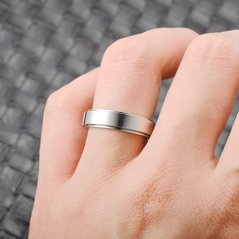 Stainless Steel Rotatable Spinner Ring Moon Stars Sterling Silve