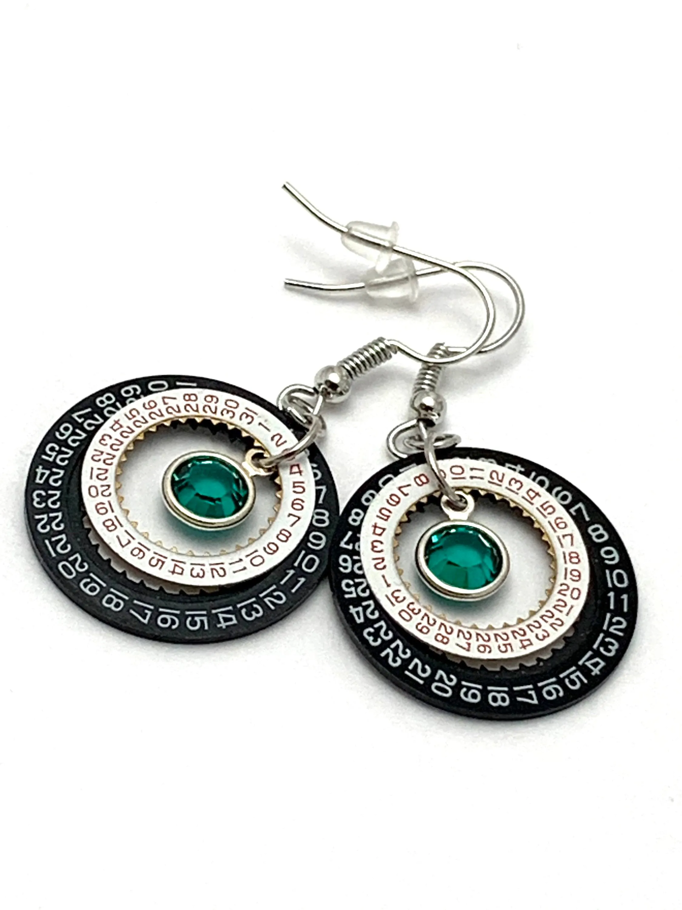 Steampunk Earrings - Blue Zircon - watch face - Watch parts earrings - Hippie - Boho - Womans earrings - For her