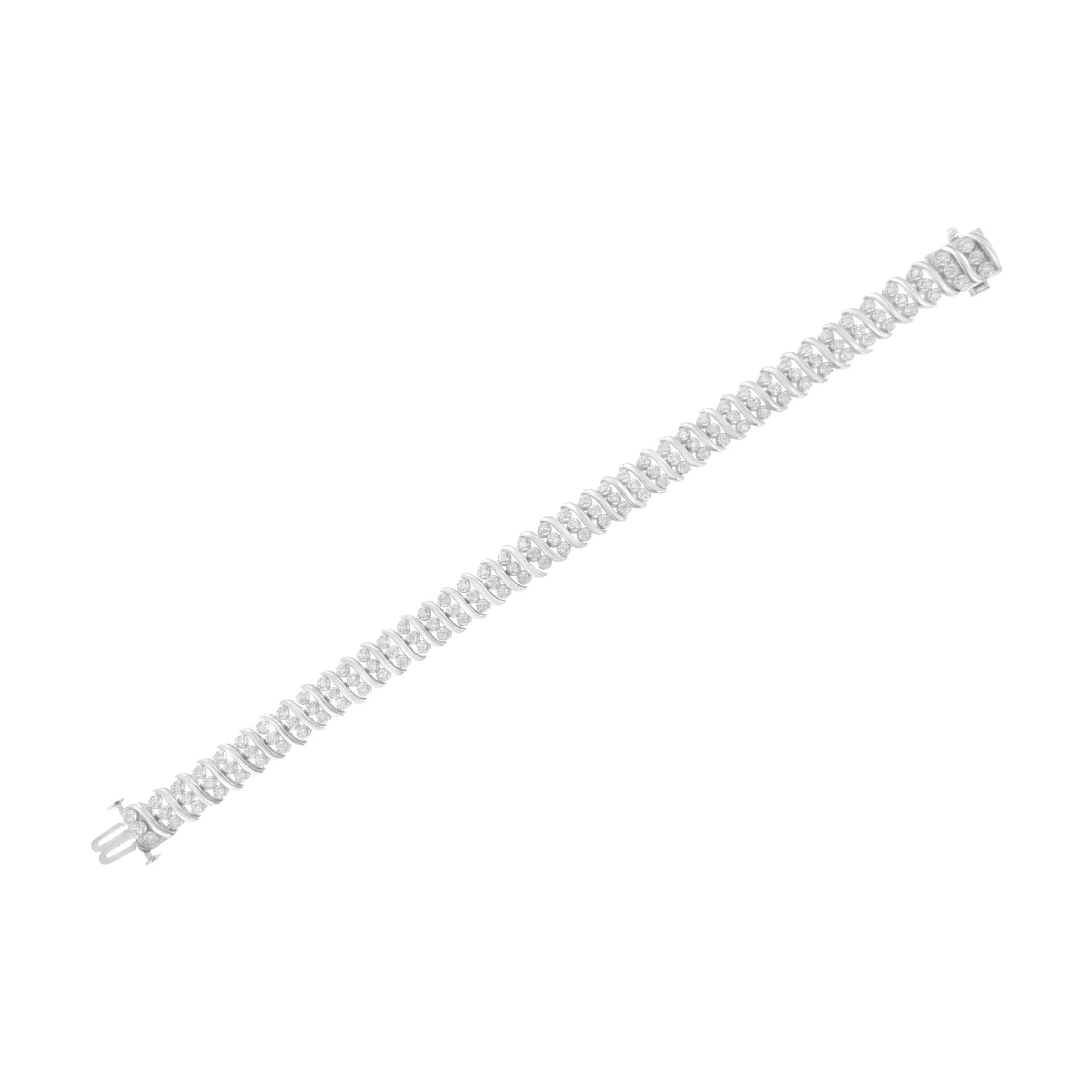 Sterling Silver 2 cttw Diamond Link Double Row Bracelet (I-J, I2-I3)