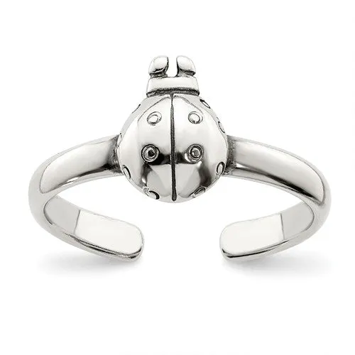 Sterling Silver 3mm Ladybug Toe Ring