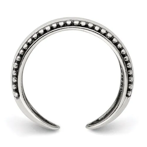 Sterling Silver 5mm Wide Antiqued Bead Design Toe Ring