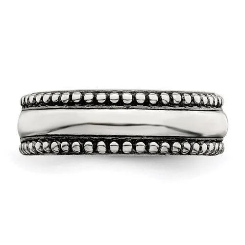 Sterling Silver 5mm Wide Antiqued Bead Design Toe Ring