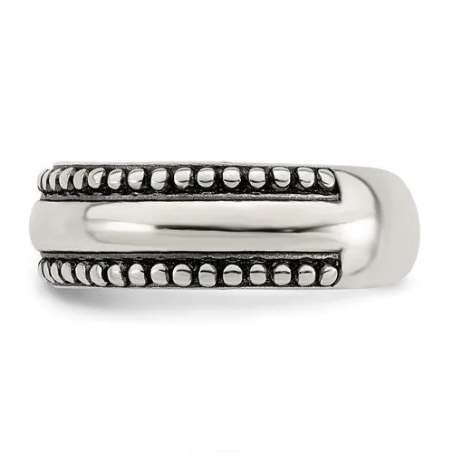 Sterling Silver 5mm Wide Antiqued Bead Design Toe Ring