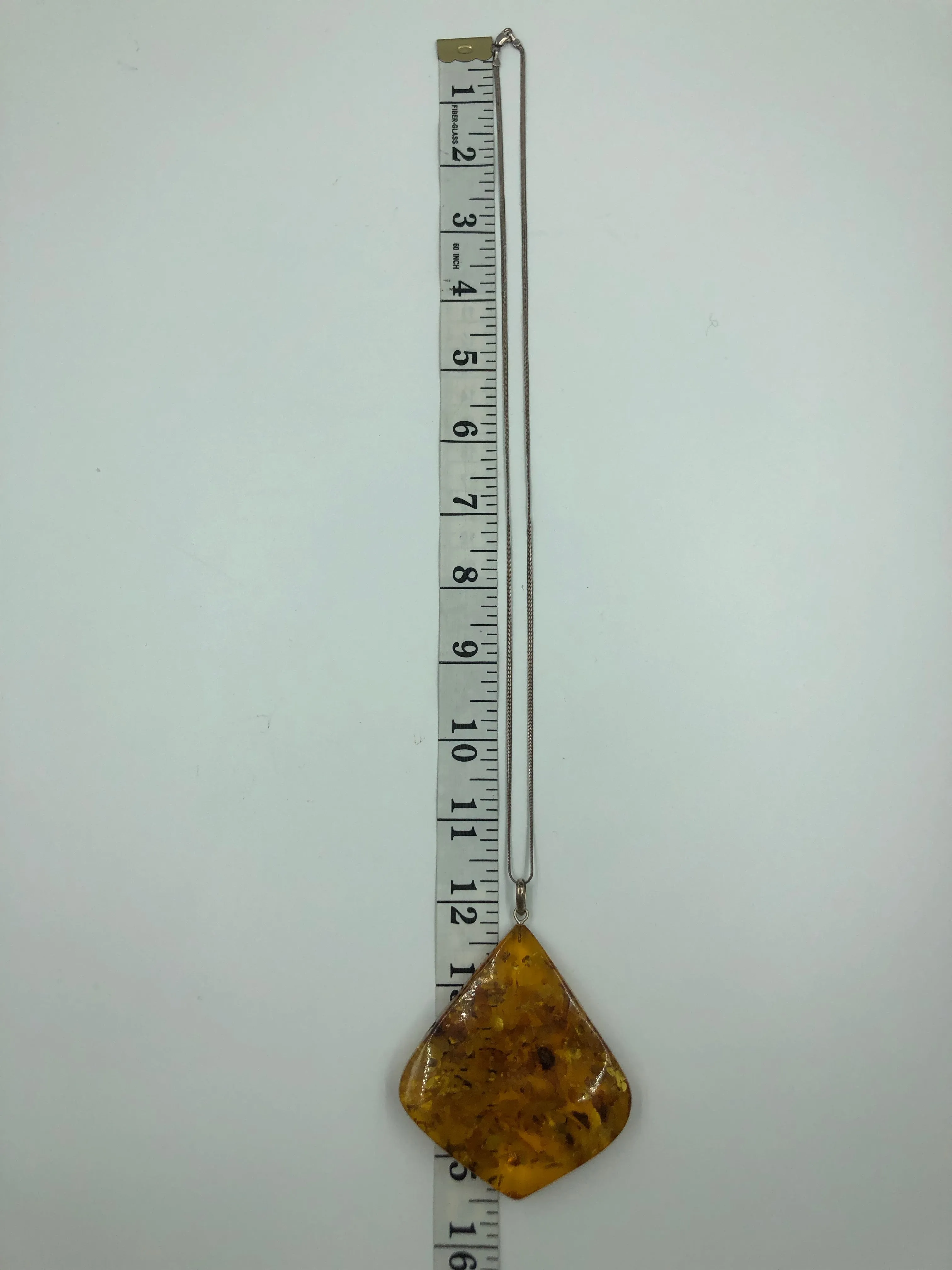 Sterling Silver Amber Stone Necklace