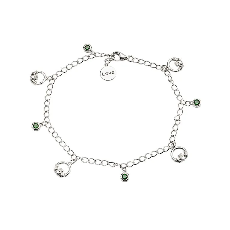 Sterling Silver Claddagh Charm Bracelet