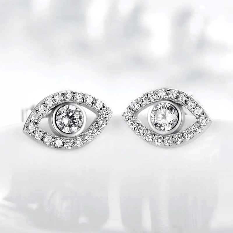 Sterling Silver Devil Eye Earrings with Zircon for Women