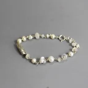 Sterling Silver Moonstone Pearl Bracelet
