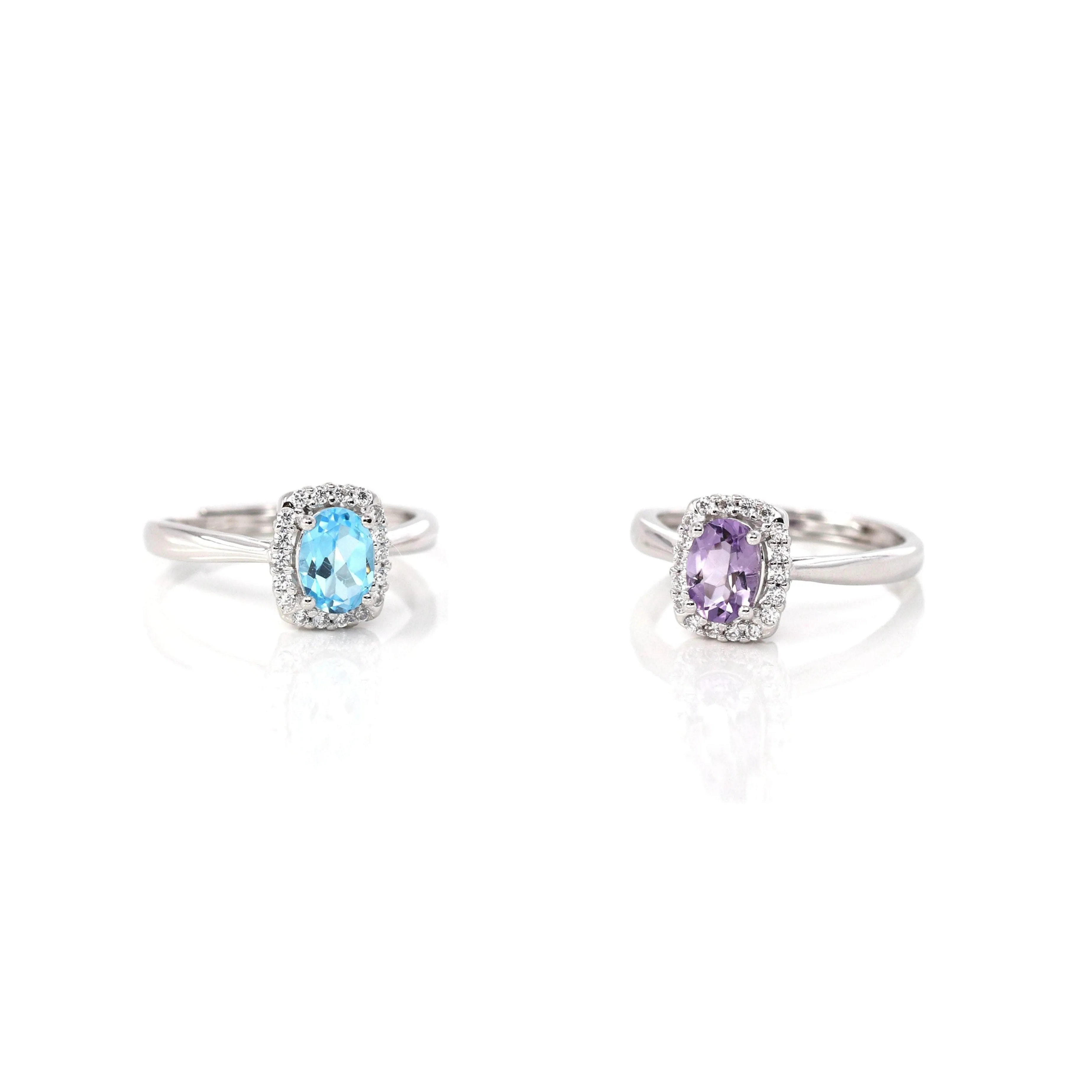 Sterling Silver Oval Amethyst, Citrine, and Topaz Ring