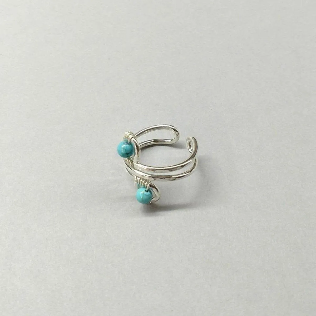 Sterling Silver Turquoise Adjustable Wire Wrap Finger Toe Ring
