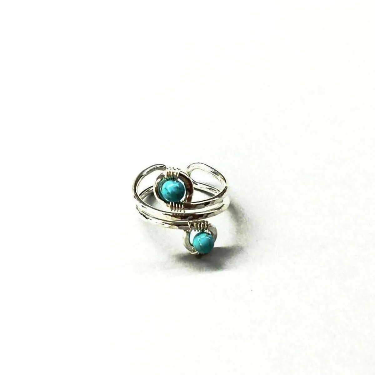 Sterling Silver Turquoise Adjustable Wire Wrap Finger Toe Ring