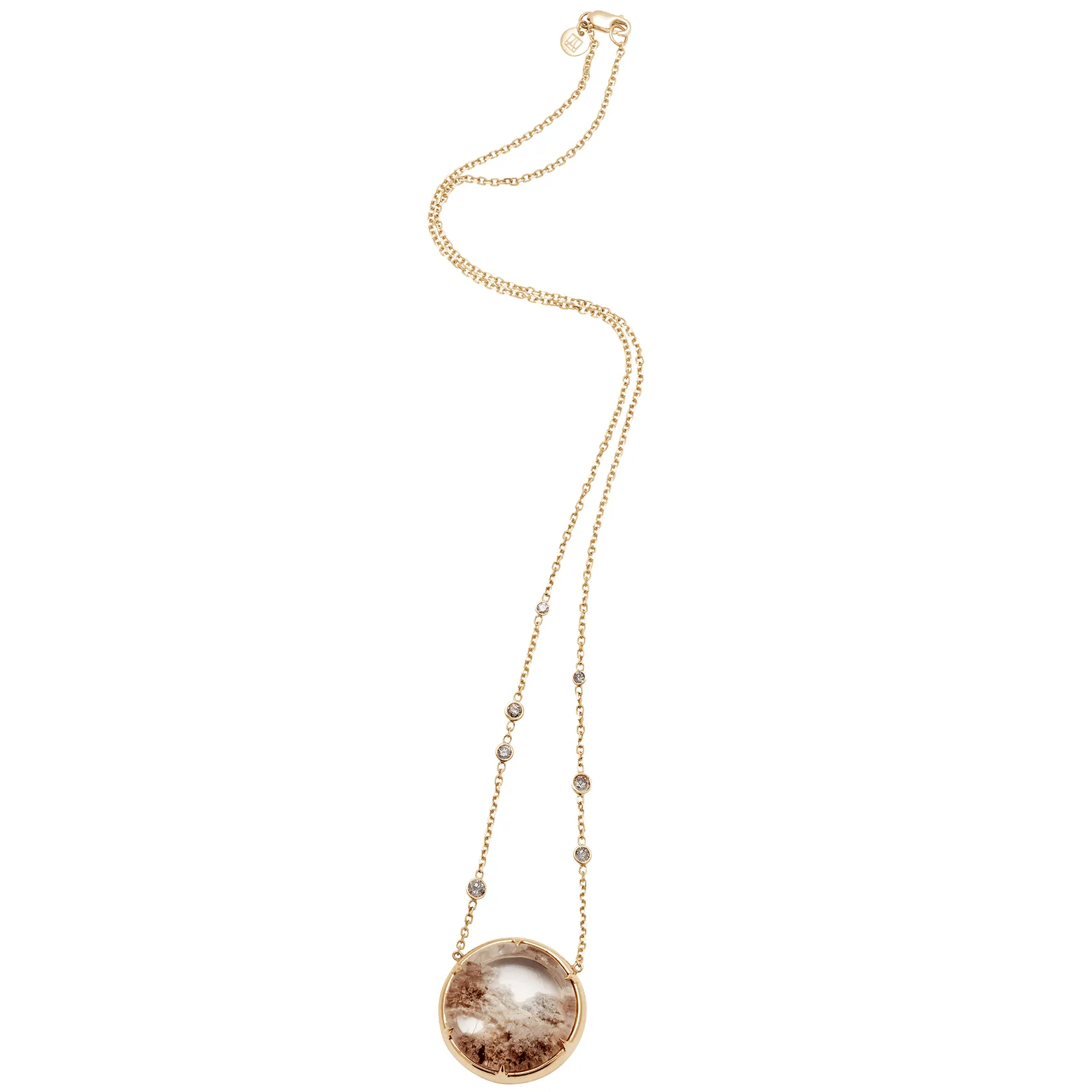 Terra Firma Cabochon Necklace - Yellow Gold, Quartz & Grey Diamonds