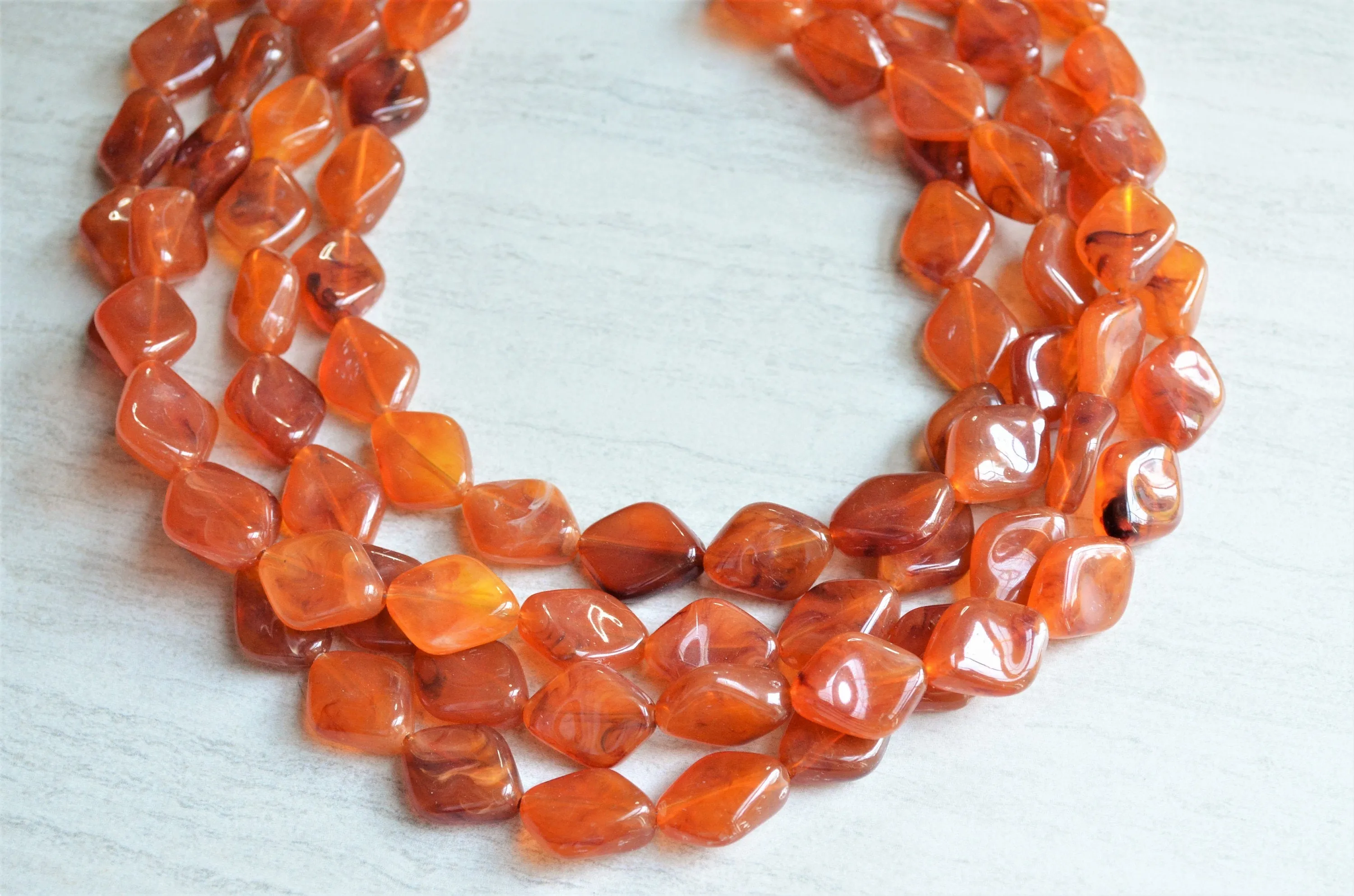 Tortoise Shell Acrylic Lucite Brown Chunky Lucite Statement Necklace -  Aurora